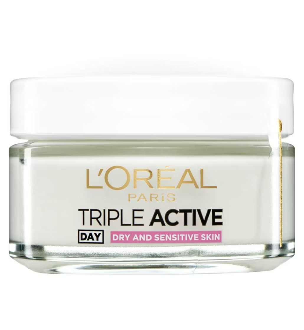 L'Oréal Paris Triple Active Day 24H Hydrating Moisturiser - for Sensitive & Dry Skin, 50ml