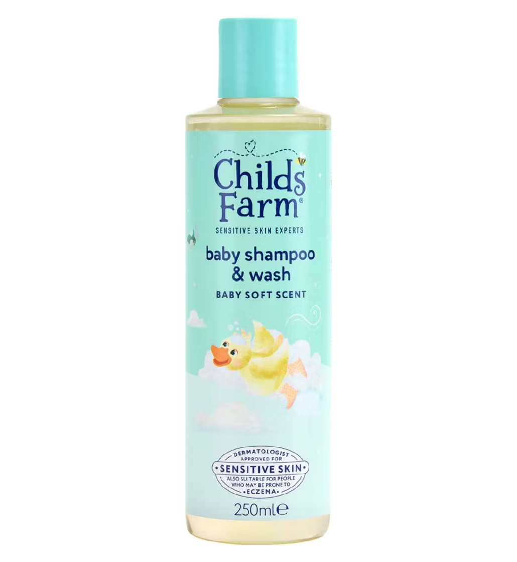 Childs Farm Tear-Free Baby Shampoo & Body Wash 250ml Baby Soft Scent for Newborns & Sensitive Skin
