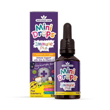 Natures Aid Mini Drops Children's Immune Plus Blackcurrant Flavour Supplement 50ml
