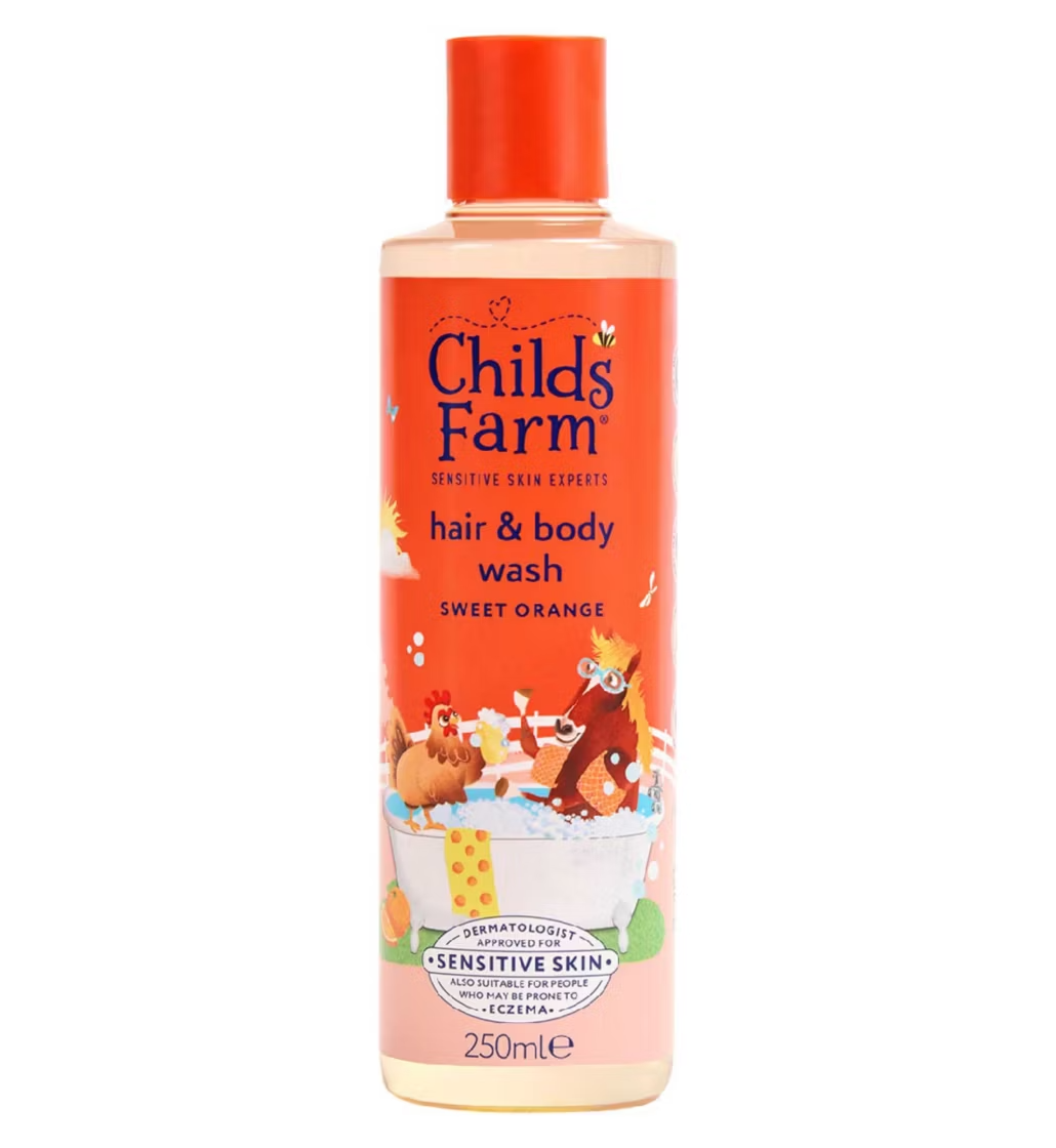 Childs Farm Hair & Body Wash, Sweet Orange 250ml Gentle Tear-Free Formula for Kids, Babies & Sensitive Skin