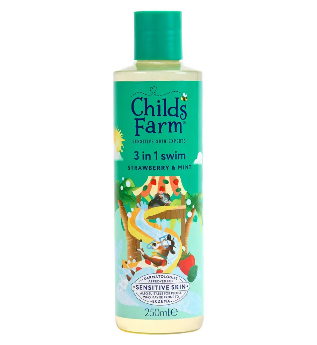 Childs farm 3 in 1 Swim 250ml, Strawberry & Mint, Gentle Shampoo, Conditioner & Body Wash for Kids, Babies & Sensitive Skin