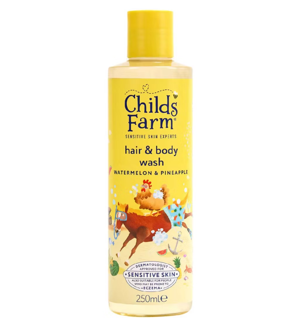Childs Farm Hair & Body Wash, Watermelon & Pineapple 250ml Gentle Tear-Free Formula for Kids, Babies & Sensitive Skin
