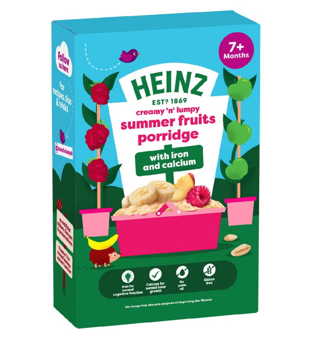 Heinz Summer Fruit Porridge Baby Food Cereal Box 7+ Months 200g