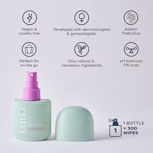 Luna Daily The Everywhere Spray-to-Wipe Fragrance Free 100ml - Image 3