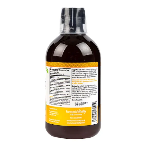 Turmeric Vitality Bio-Fermented Turmeric Liquid Pineapple Passion Flavour 500ml - Image 2