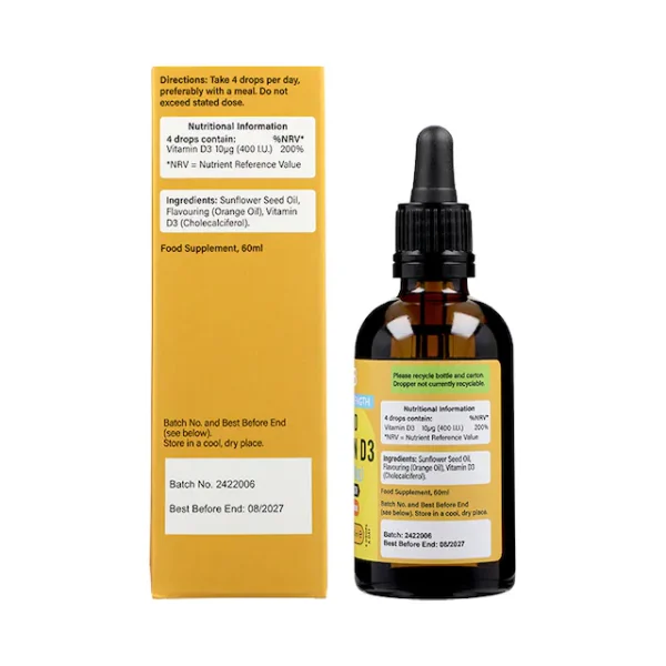 Holland & Barrett Vitamin D 400 I.U. 10ug Liquid 60ml - Image 3