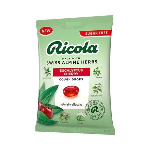 Ricola Eucalyptus Cherry Sugar Free Cough Drops 70g Bag