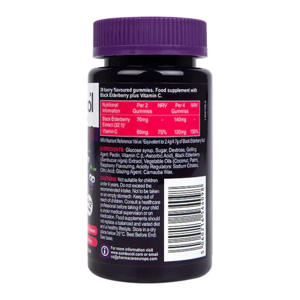 Sambucol For Kids 4-12 Years + Vitamin C Black Elderberry 30 Gummies - Image 3