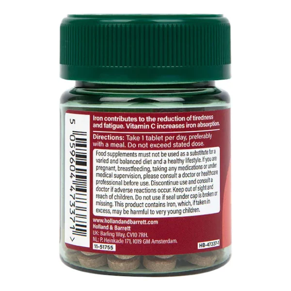 Holland & Barrett Iron & Vitamin C 14mg 30 Tablets - Image 3