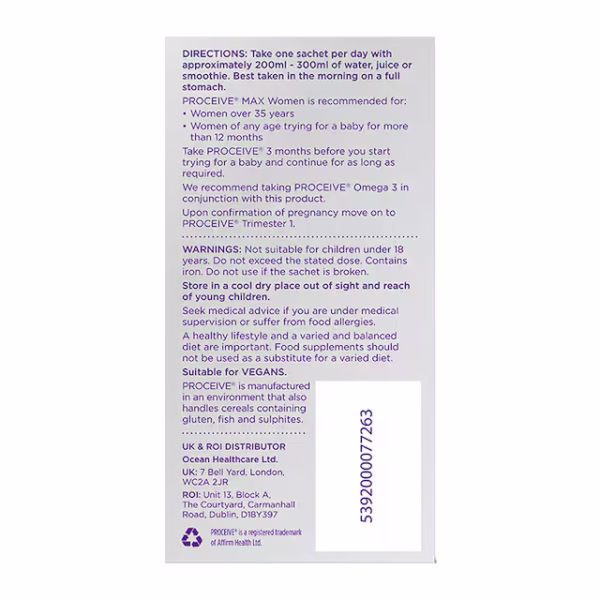Proceive Max Women Advanced Fertility Supplement 30 Sachets - Image 3
