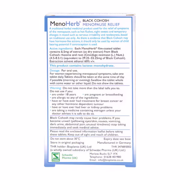Schwabe Pharma Menoherb 6.5mg 30 Tablets - Image 2