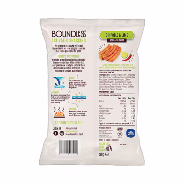 Boundless Chipotle & Lime Activated Chips 80g - Image 2