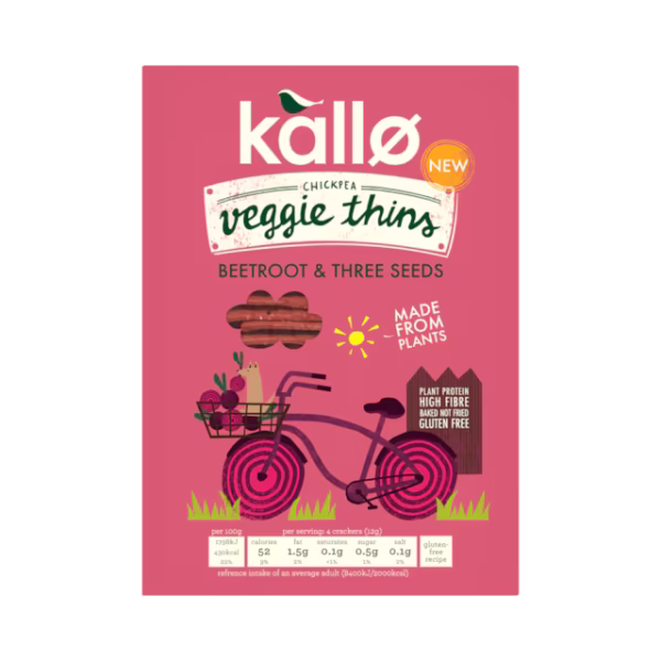 Kallo Beetroot & Three Seeds Veggie Thins 100g