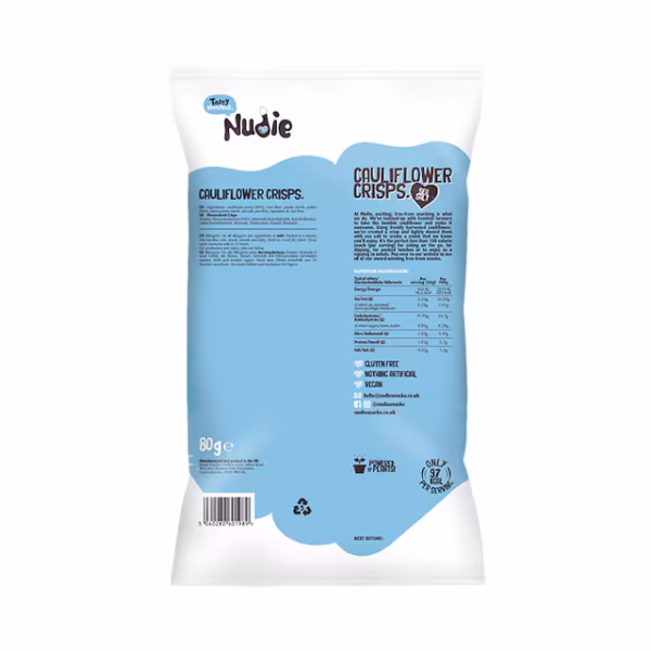 Nudie Sea Salt Cauliflower Crisps 80g - Image 2