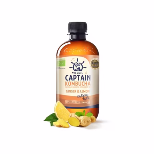 The GUTsy Captain Kombucha Ginger & Lemon Bio-Organic Drink 400ml - Image 2