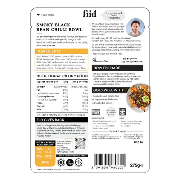 fiid Smoky Black Bean Chilli Bowl 275g - Image 2