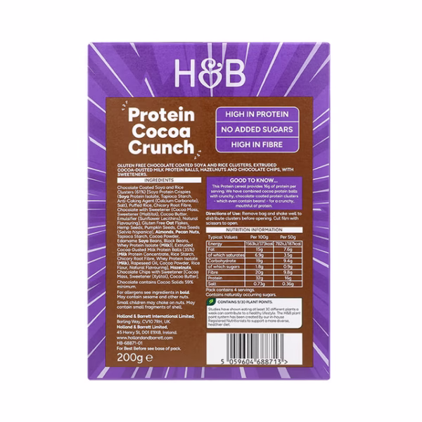Holland & Barrett Protein Cocoa Crunch Cereal 200g - Image 2